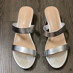 Dream pairs silver low block slides sandals